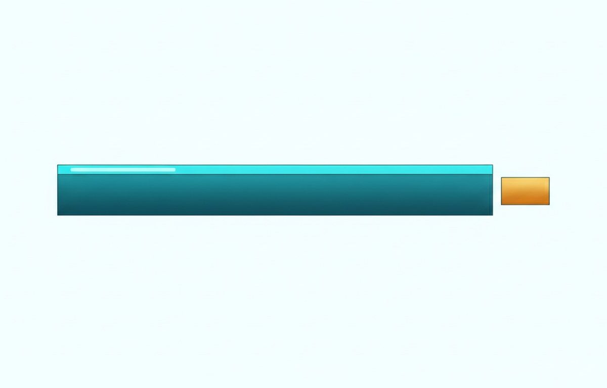 A long horizontal bar with a short length sawn from its end and set apart