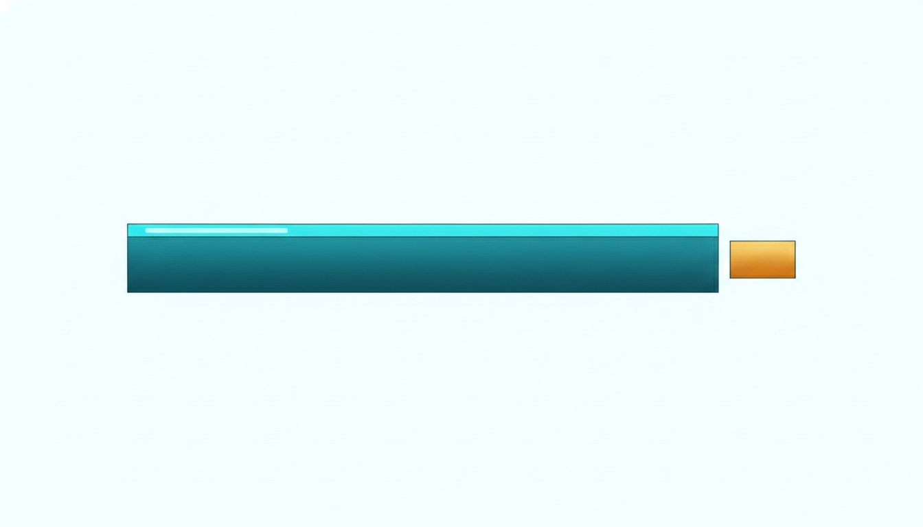 A long horizontal bar with a short length sawn from its end and set apart